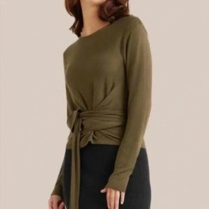 Modern citizen wrap around tie sweater in olive